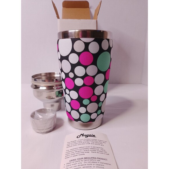 Mugzie Other - Mugzie 16 oz Insulated Cocktail Shaker Stainless Steel Polka Dot Open Box NEW